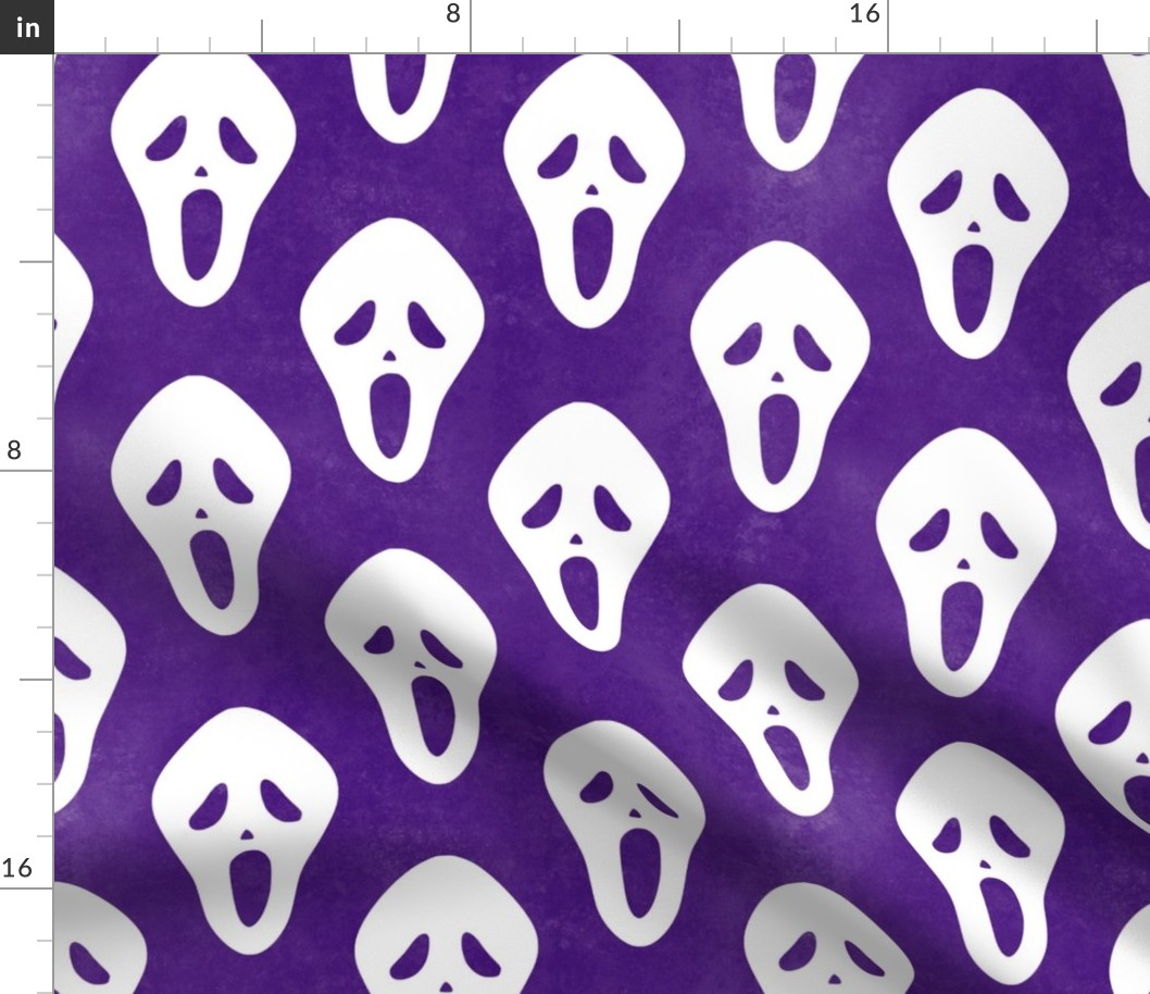 Large Scale White Halloween Scream Face Masks on Purple