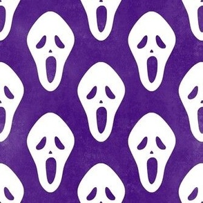 Medium Scale White Halloween Scream Face Masks on Purple
