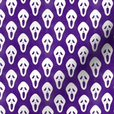 Small Scale White Halloween Scream Face Masks on Purple