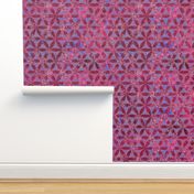 Batik Inspired Interlocked Circles in Pink and Blue Large Scale