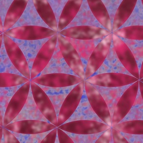 Batik Inspired Interlocked Circles in Pink and Blue Large Scale