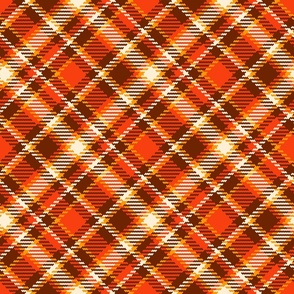 Large 70s Tartan orange brown diagonal MCM