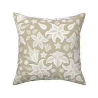 Embroidered Lilies XL wallpaper scale in French Gray by Pippa Shaw