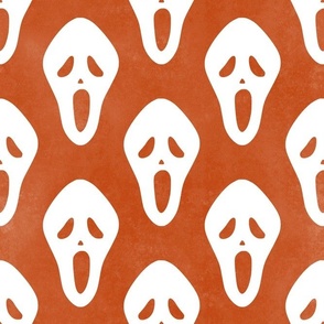 Large Scale White Halloween Scream Face Masks on Orange