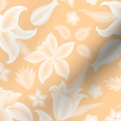 Embroidered Lilies XL wallpaper scale in peach by Pippa Shaw