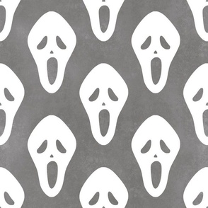 Large Scale White Halloween Scream Face Masks on Grey
