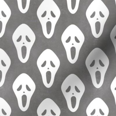 Medium Scale White Halloween Scream Face Masks on Grey
