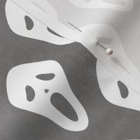 Medium Scale White Halloween Scream Face Masks on Grey