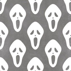 Medium Scale White Halloween Scream Face Masks on Grey