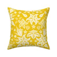 Embroidered Lilies XL wallpaper scale in sunshine yellow by Pippa Shaw