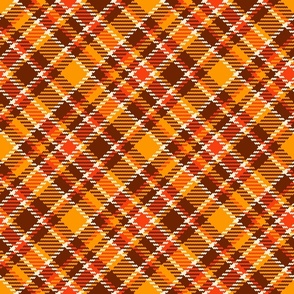 Large 70s Tartan yellow orange brown diagonal MCM