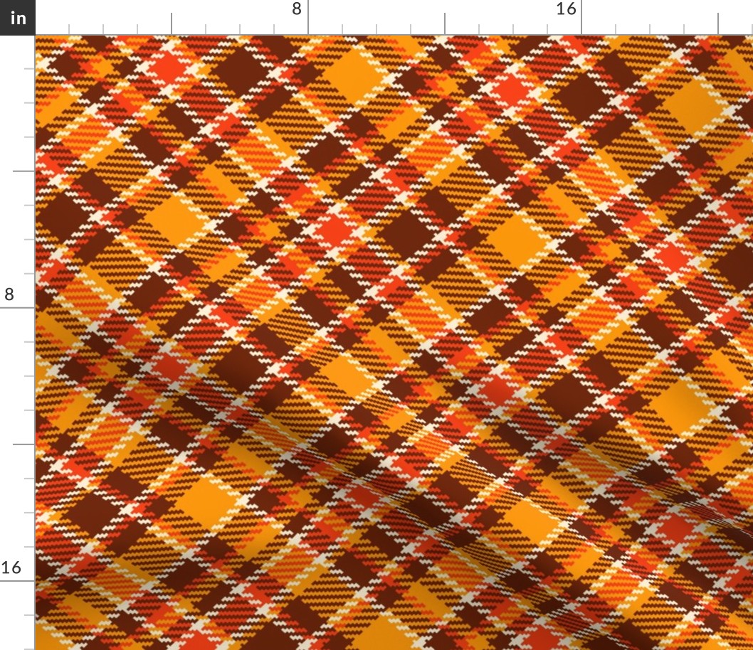 Large 70s Tartan yellow orange brown diagonal MCM