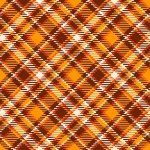 Large 70s Tartan yellow brown diagonal MCM