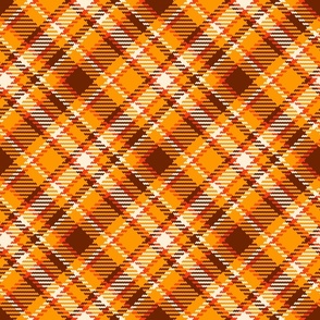 Large 70s Tartan yellow cream brown diagonal MCM