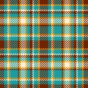 Large 70s Tartan teal brown MCM