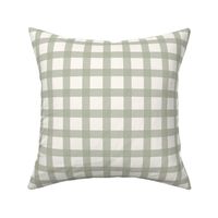 Farm life gingham check in green on beige - medium