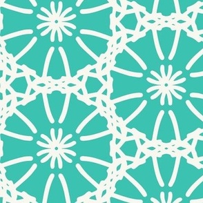 Twirly Girl  Geometric Aqua Ivory Large Scale