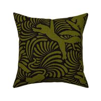Big Cats and Palm Trees - Jungle Decor in Vintage Green / Large