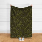 Big Cats and Palm Trees - Jungle Decor in Vintage Green / Large