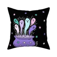 Stay Spooky Ghost Cauldron on Black 18 inch pillow sham