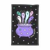 Stay Spooky Ghost Cauldron on Black Teatowel 18 x 27 inches