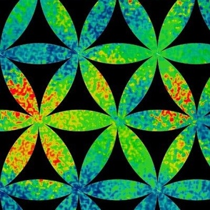 New Batik Green Blue and Yellow on Black