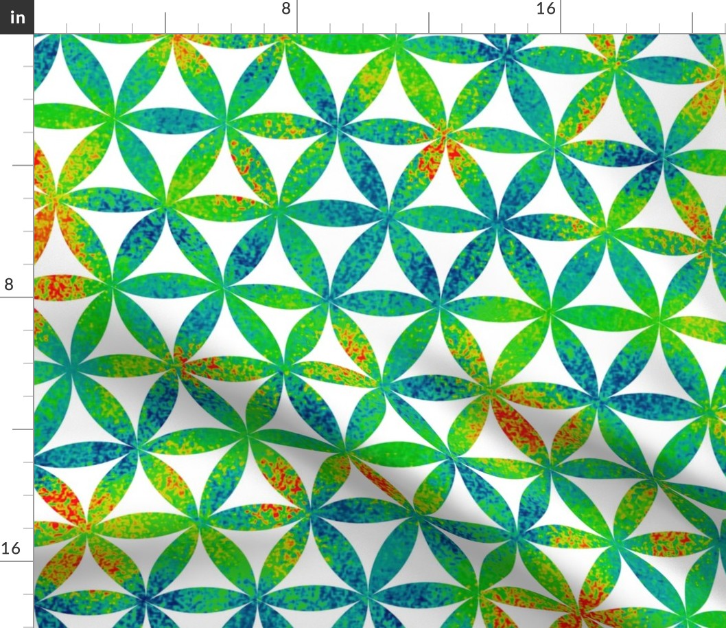 New Batik Green Blue and Yellow on White