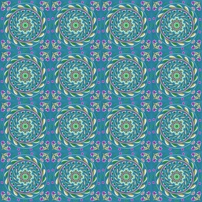 Botanical Mandala on Teal - Small