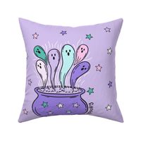 Stay Spooky Ghost Cauldron on Lilac 18 inch pillow sham