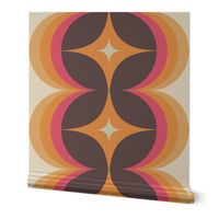 70's Retro Geometric Diamonds - (LARGE) - Brown/Pink