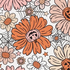 Jack O Lantern Floral Orange Pink - XL Scale