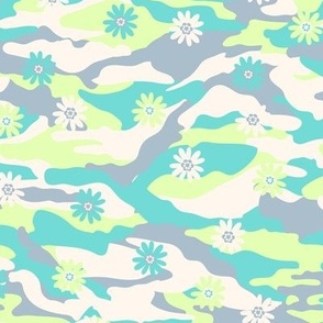 Kids Daisy Camouflage_Neon Lime Green Pastel 