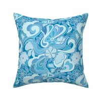 Bohemian Waves - Retro Vibe Home Decor in Ocean Blues. Aqua, Turquoise, Cornflower Blue. 