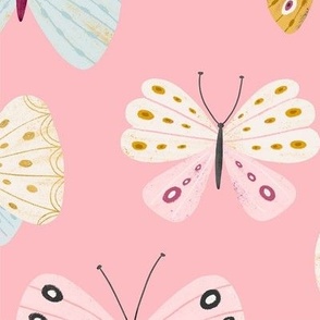 Butterfly Garden Pink Large Scale