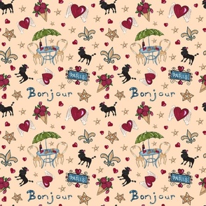 Bonjour Paris on Cream Medium