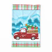 Santa In Christmas Truck Ho Ho Ho Wall Hanging and Tea Towel