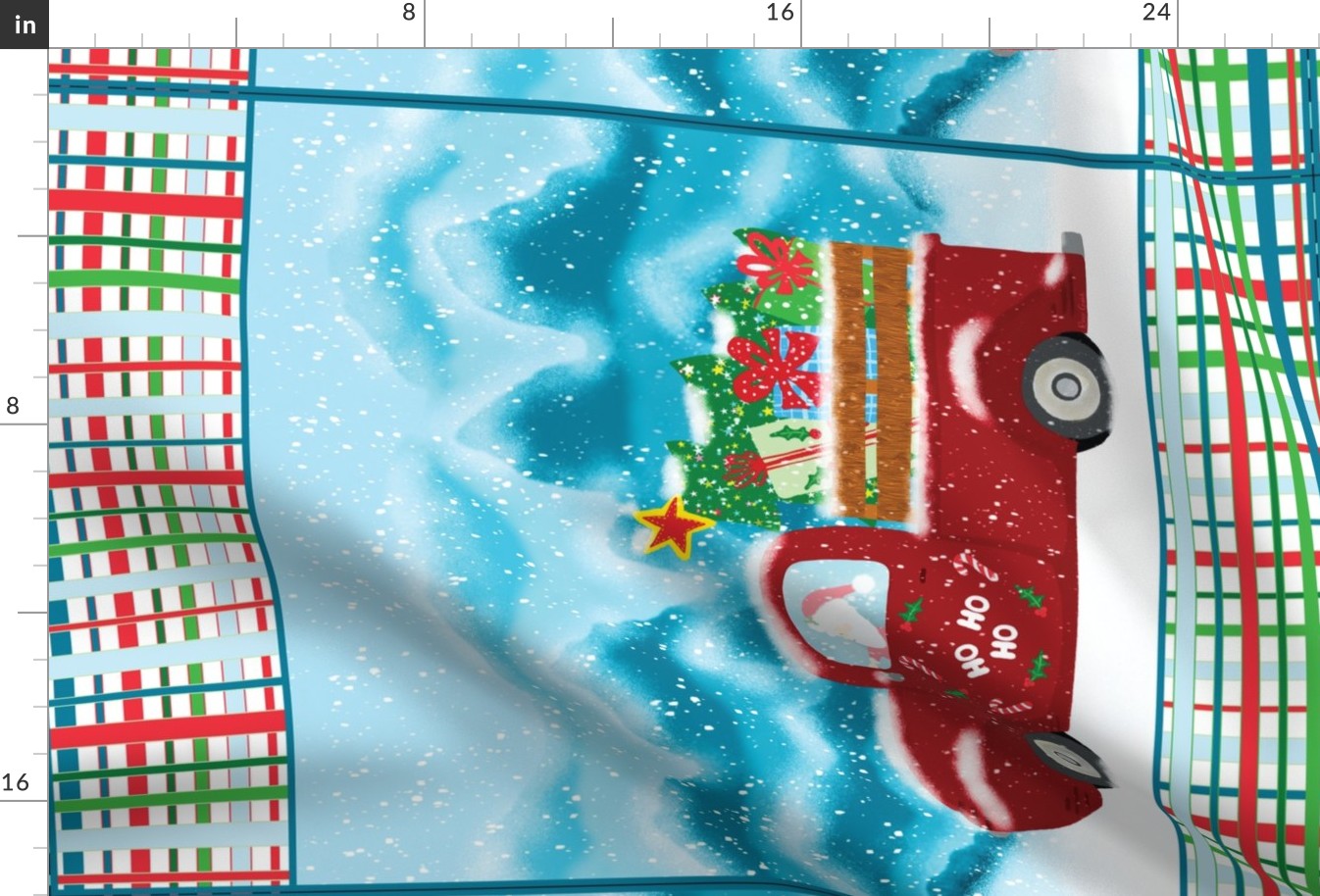 Santa In Christmas Truck Ho Ho Ho Wall Hanging and Tea Towel