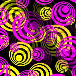 Bright Pink and Yellow 70s Hippy Circles