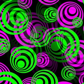 Bright Pink  and Green 70s Hippy Circles