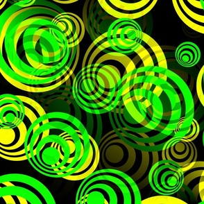 Bright Yellow  and Green 70s Hippy Circles