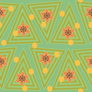 Triangle Dance Floral on Vintage Green