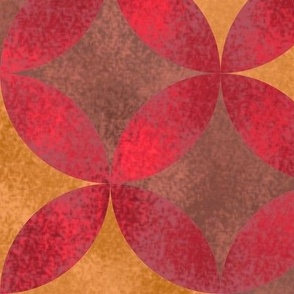 Batik Petals in Golden Yellow Chocolate Brown and Cherry Red