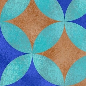 Batik Petals in Turquoise Tan and Blue