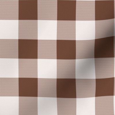 Woolen woven minimalist boho texture gingham plaid design in chocolate brown beige SMALL