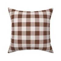 Woolen woven minimalist boho texture gingham plaid design in chocolate brown beige SMALL