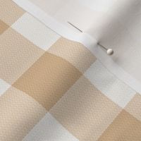 Woolen woven minimalist boho texture gingham plaid design in beige sand on white SMALL