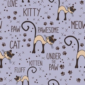 Adorable Siamese cat pattern with lettering