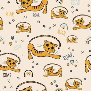 Cute little tiger and rainbows pattern