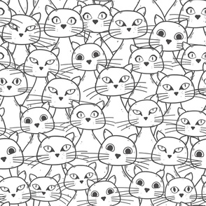 Black and white cute kitty cat pattern 