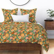Groovy Gilded Floral on Blue - large 